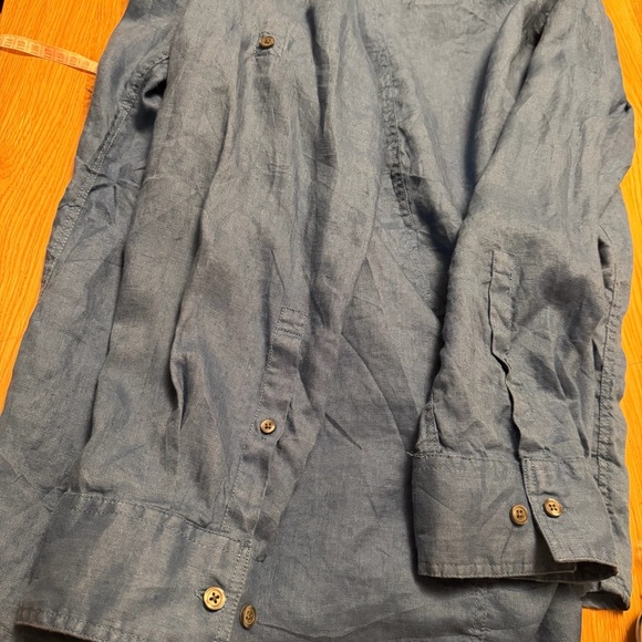 Marc Anthony Blue Linen Shirt Men’s XXL Slim Fit Button Down Long Sleeve Pockets - Picture 7 of 7